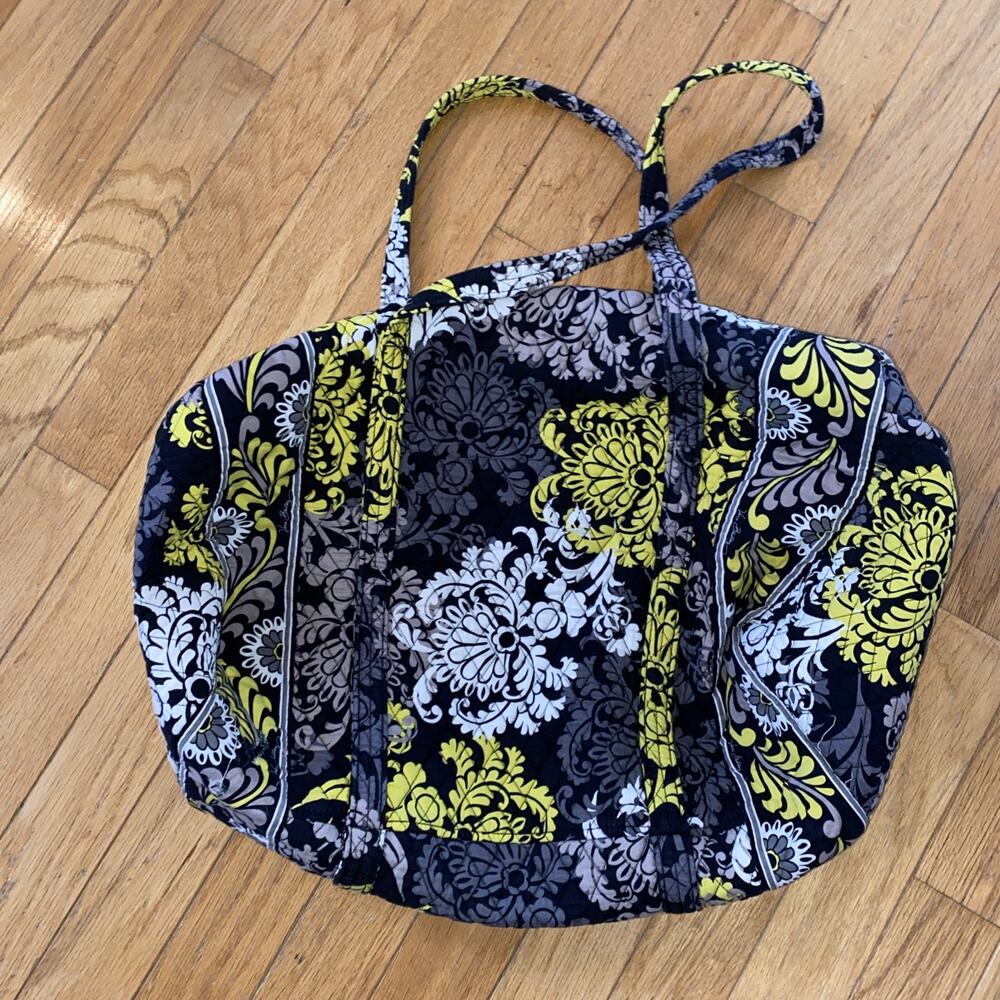 Vera Bradley Large Baroque Pattern Yellow Black Weekender Duffle Yoga Gym Bag